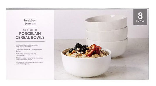 6" Porcelain Cereal Bowls, 8 pk. - White
