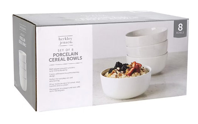 6" Porcelain Cereal Bowls, 8 pk. - White