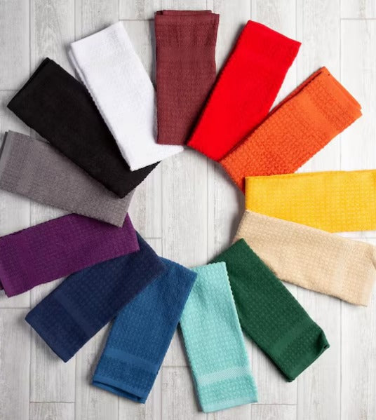 Blue Terry Solid Waffle Dish Towels (Set of 4)