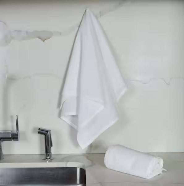 White Solid Cotton Kitchen Towel Set