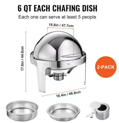 Roll Top Chafing Dish Buffet Set 6 qt