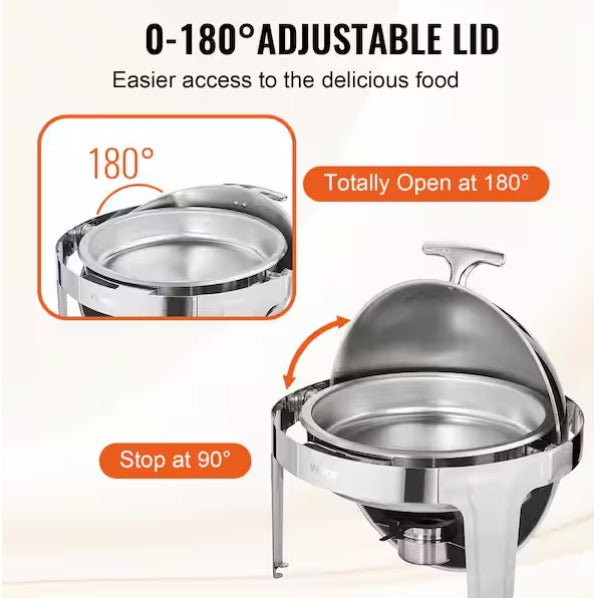 Roll Top Chafing Dish Buffet Set 6 qt