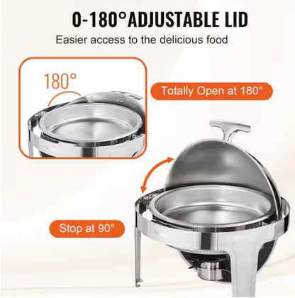 Roll Top Chafing Dish Buffet Set 6 qt