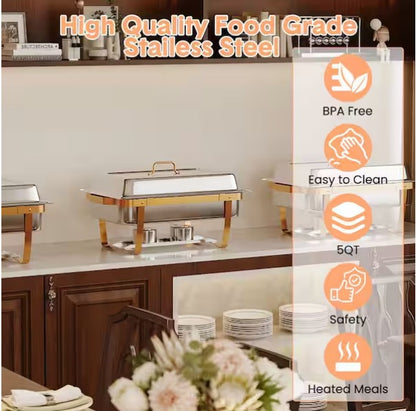 Stainless Steel Chafing Dish Buffet Set w/Lid Holder