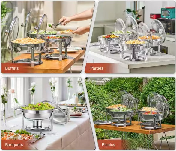 Stainless Steel Round Chafing Dishes Buffet Set