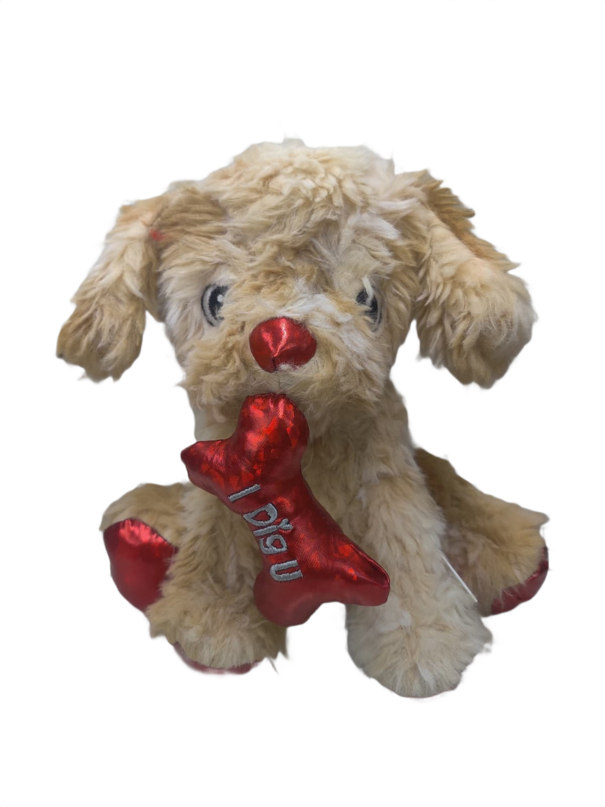 Plush Puppy Soft Toy with Bone