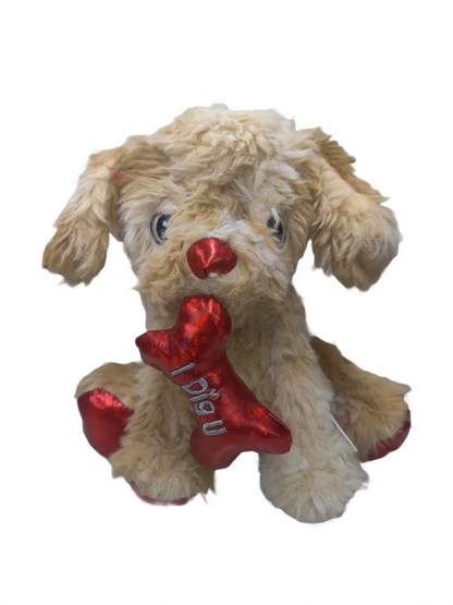 Plush Puppy Soft Toy with Bone