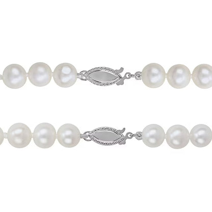Freshwater Cultured Pearl Necklace and Bracelet Set in Sterling Silver