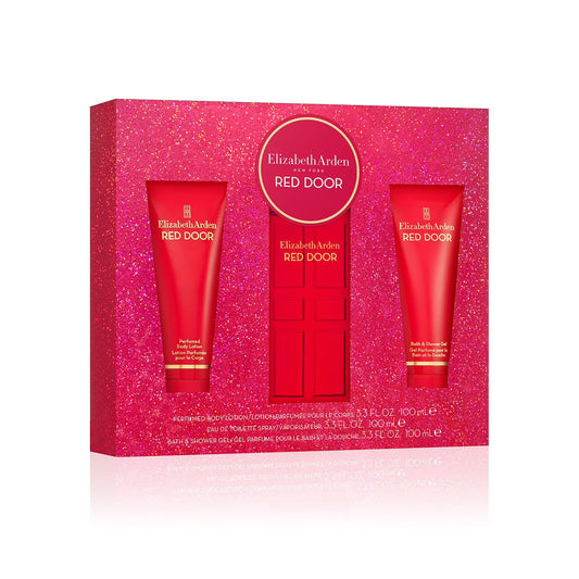 Eau de Toilette 3.3 fl. oz, 3.3 fl. oz body lotion, and Shower Gel 3.3 fl. oz.