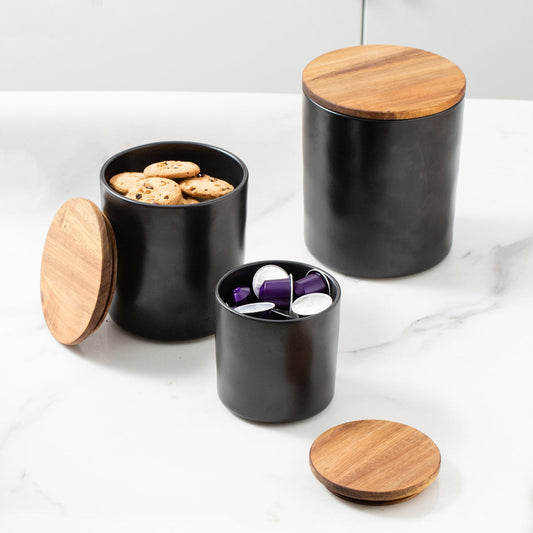 4-piece Canister With Acacia Wood Lid Set