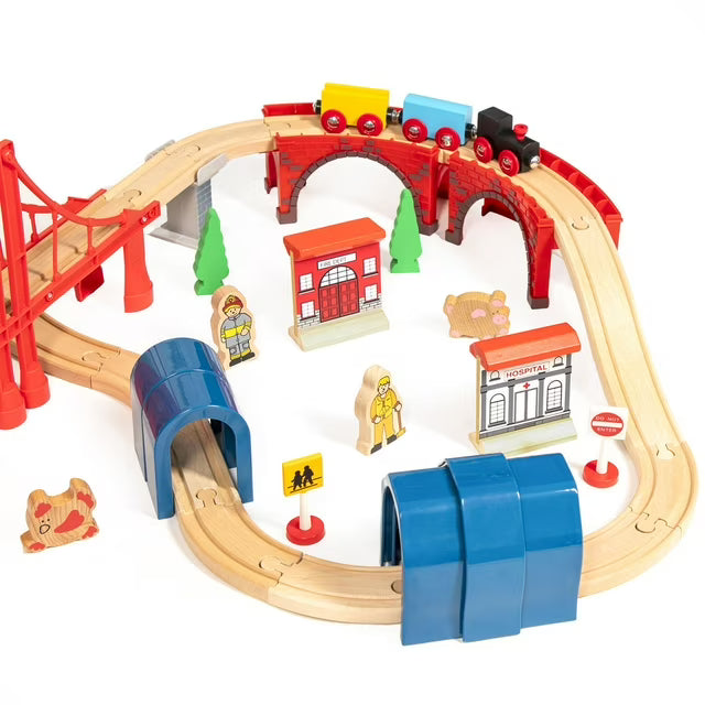 60 Piece Wooden Train Set