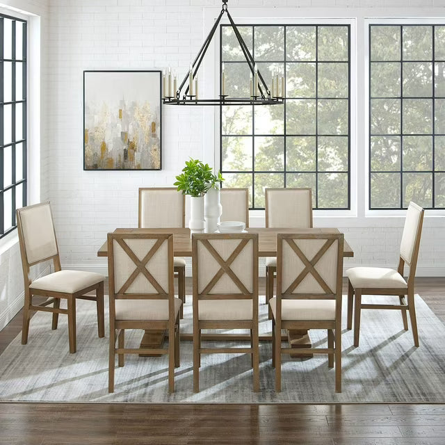 Joanna 9-Piece Dining Set, Rustic Brown