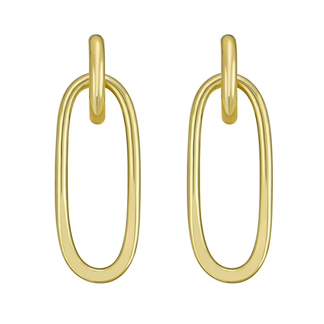 Open Oval Dangle Earring in 14K Yellow Gold