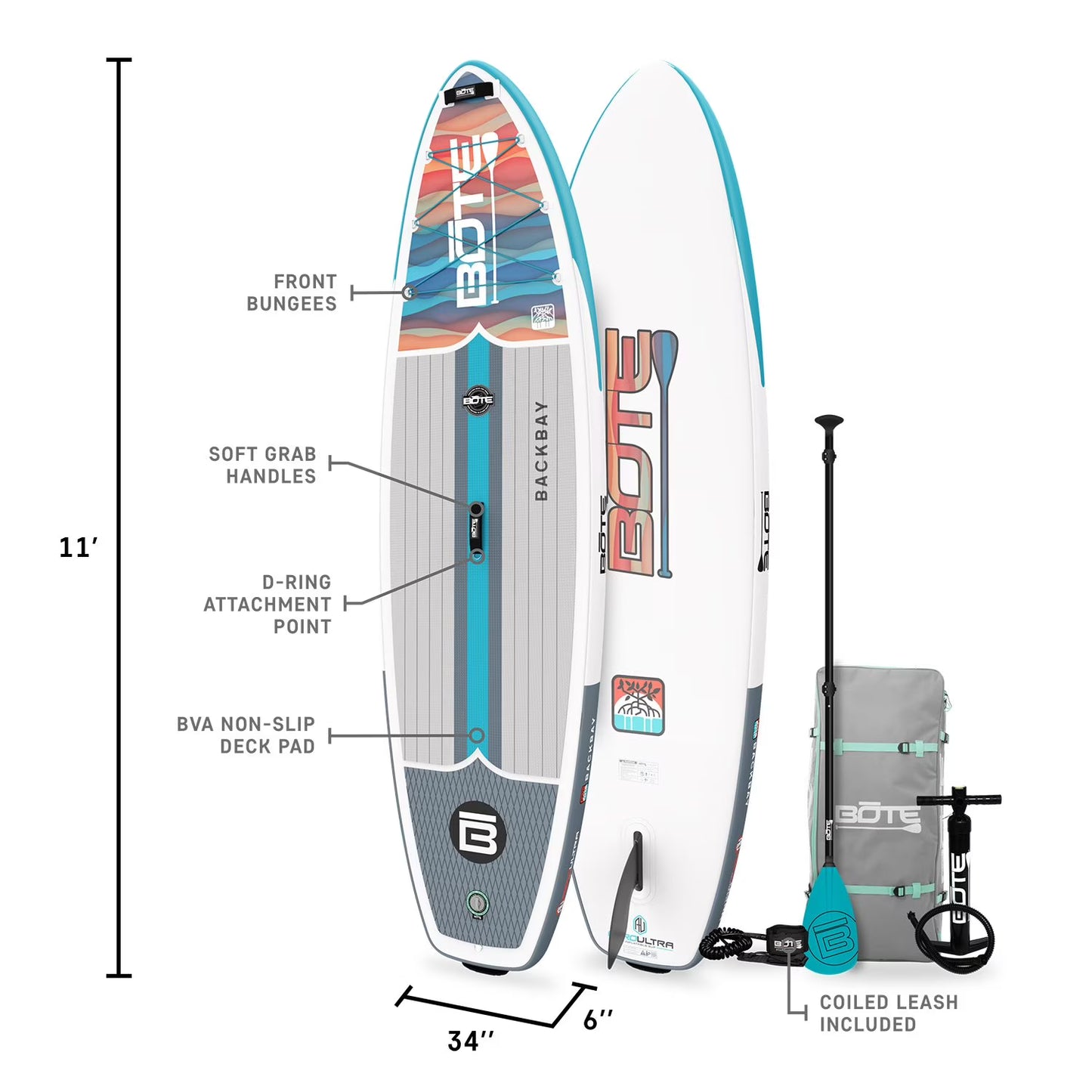 BOTE Backbay Aero Inflatable Stand Up Paddle Board 11'