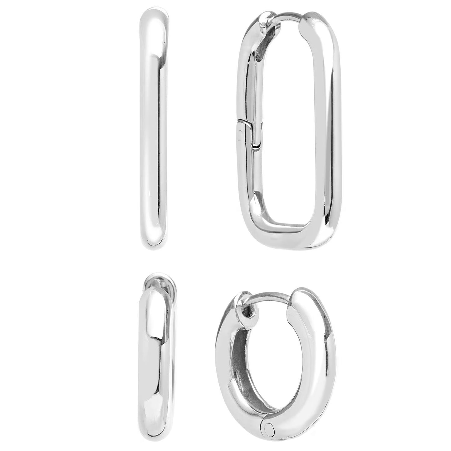 Huggie Hoop & Paperclip Earring Set in Sterling Silver