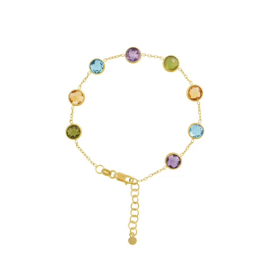 Multi-Gemstone Station Bracelet in 14K Gold