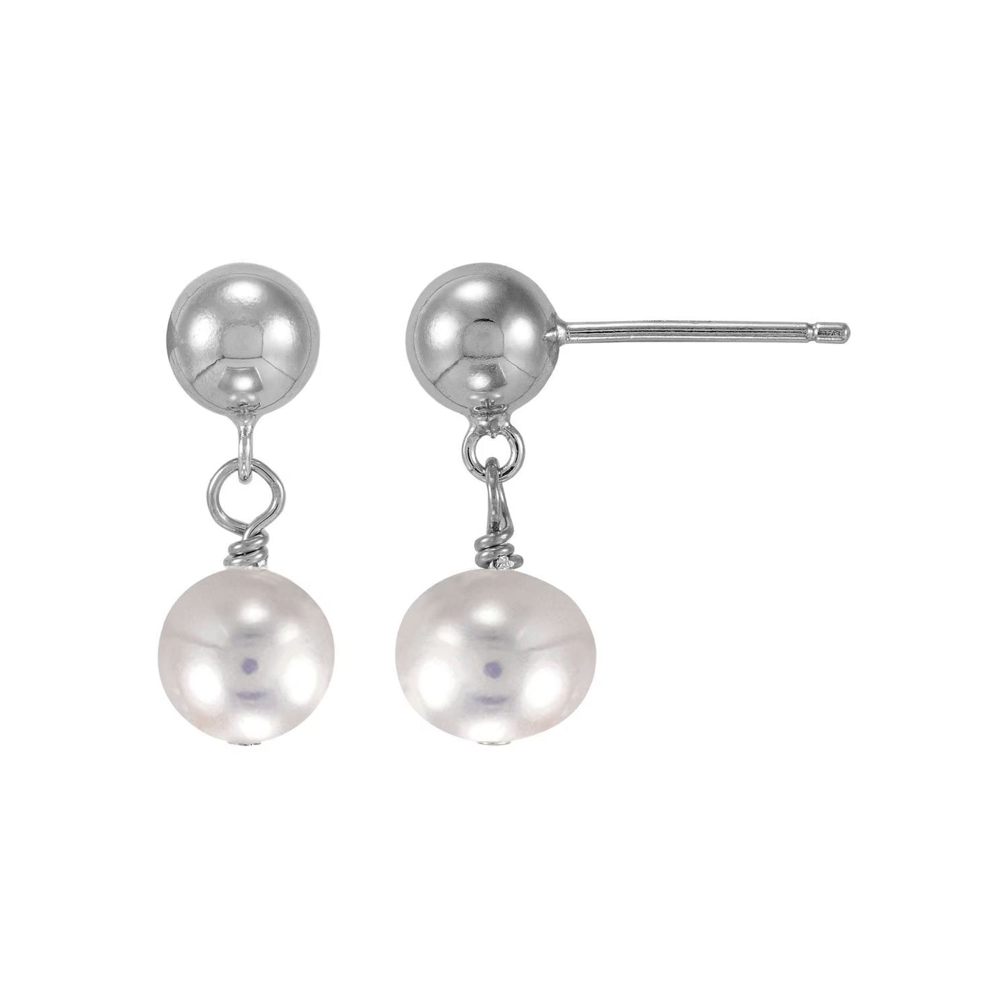 Freshwater Cultured Pearl and Silver Bead 3 Piece Set in Sterling Silver