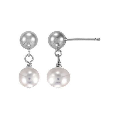 Freshwater Cultured Pearl and Silver Bead 3 Piece Set in Sterling Silver