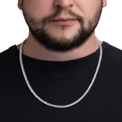 Men's Gemstone Tennis Necklace in Sterling Silver
