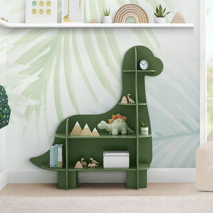 Children Dinosaur Shaped Bookcase, Green