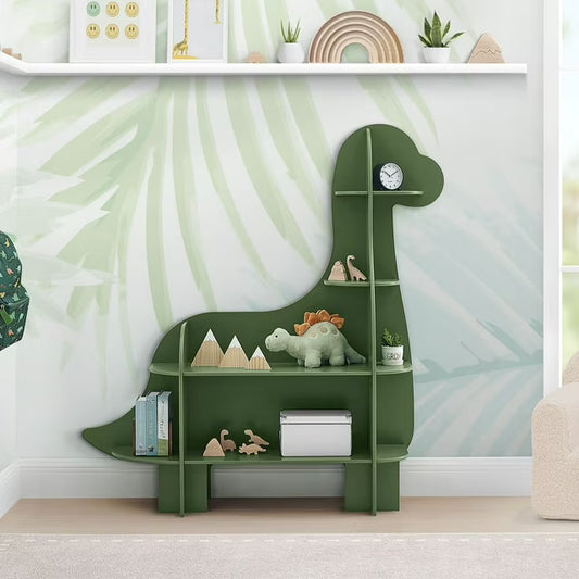 Children Dinosaur Shaped Bookcase, Green