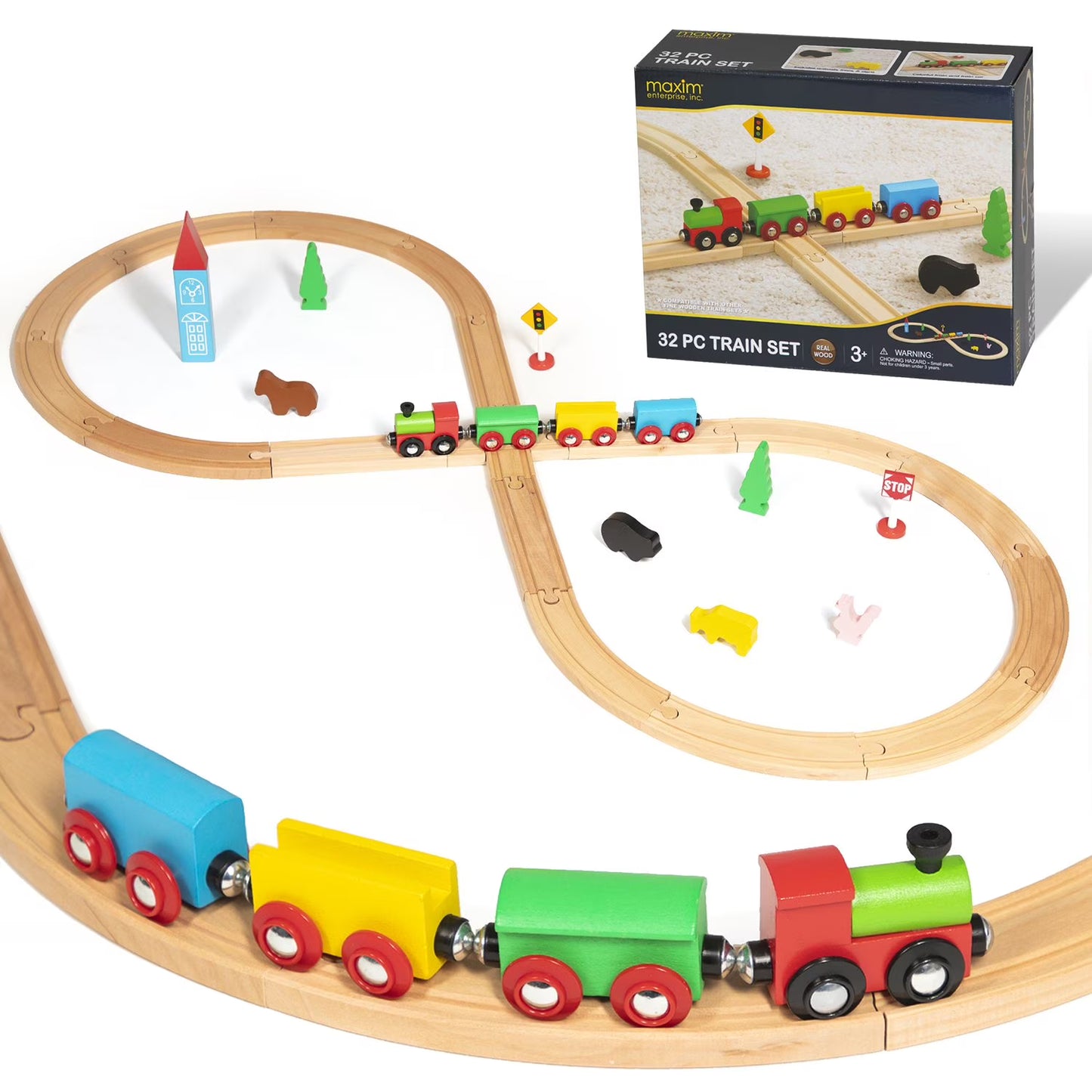 Wooden Figure 8 Train Track Set, 32 pc.