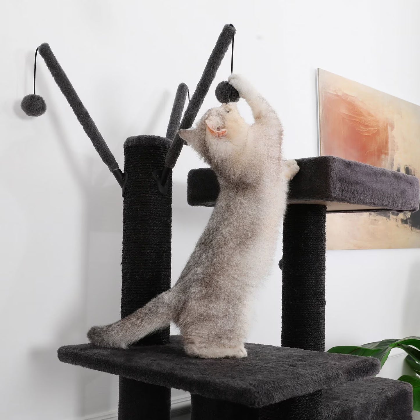 Multi-Functional Cat Tower, 73.6 in., Dark Grey