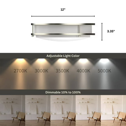 Ceiling Light Double Ring Flush Mount 12" 5CCT 2-Pack