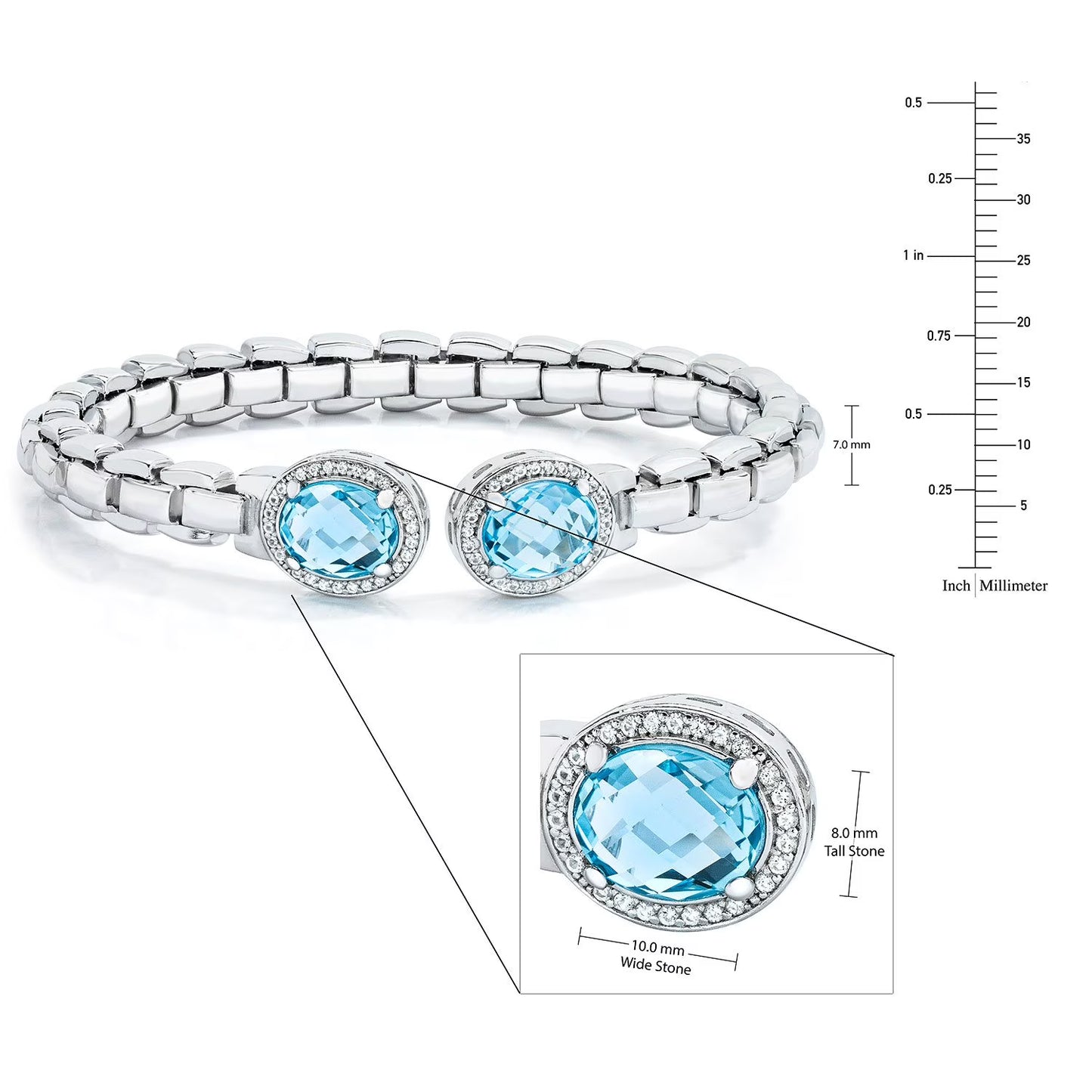 Amethyst & Treated Blue Topaz Bangle Set in Sterling Silver