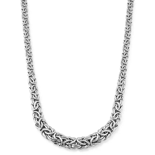 Rhodium Plated Gaduated Byzantine Necklace in Sterling Silver