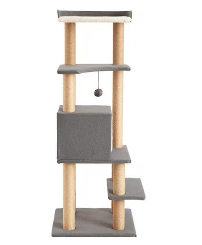 51.2 in. Sequoia Gray Felt Cat Tree and Condo
