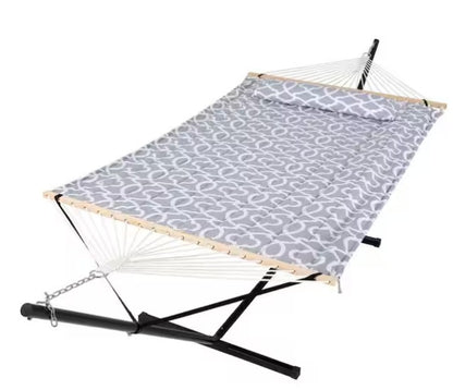 Heavy-Duty 2-Person Hammock with Stand and Detachable Pillow