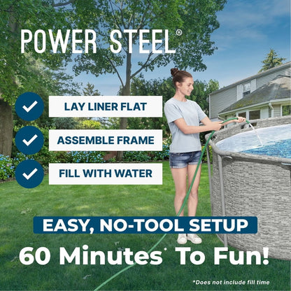 Bestway Power Steel 22’L x 12’W x 52’’H Above Ground Pool Set