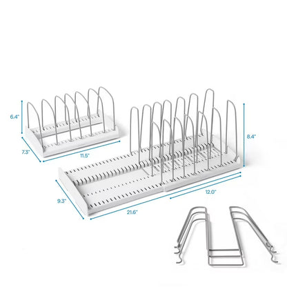 2-Piece Expandable Cookware and Adjustable Bakeware Storage Rack