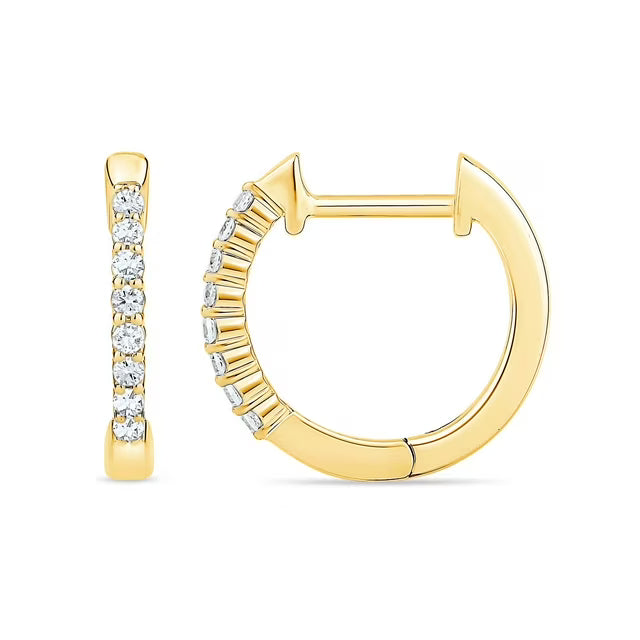 0.10 CT. T.W. Diamond Petite Hoop Earrings in 14K Gold