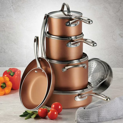 11-Piece Nonstick Cookware Set, Copper