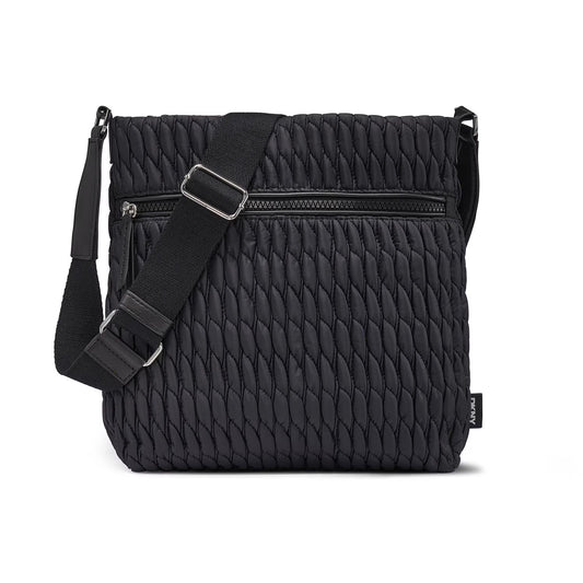 Quilted Nylon Messenger Crossbody Bag