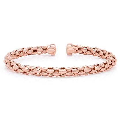 Mosaic Chain Bangle Bracelet Set in Sterling Silver & 18K Gold Plated