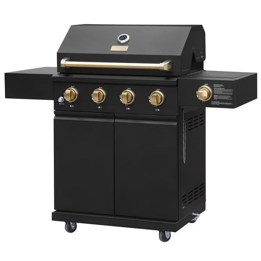 Kitchen Outdoor Black 4-Burner Gas Grill