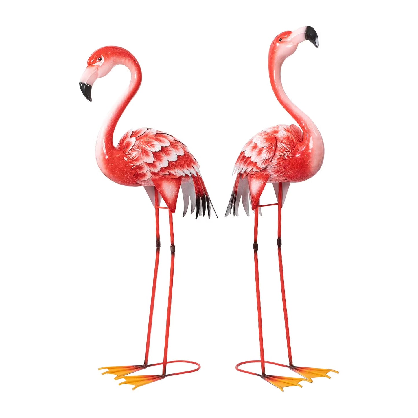 Metal Flamingo Statues, Set of 2
