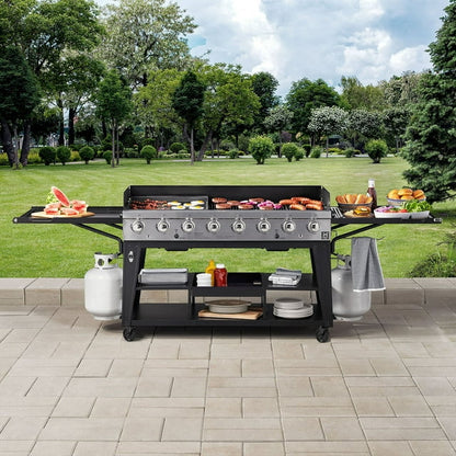 8-Burner Event Gas Grill with Griddle Top