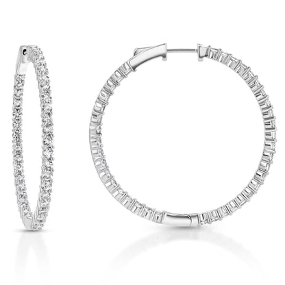 Round Cut Lab Created White Sapphire Hoop Earrings in Sterling Silver