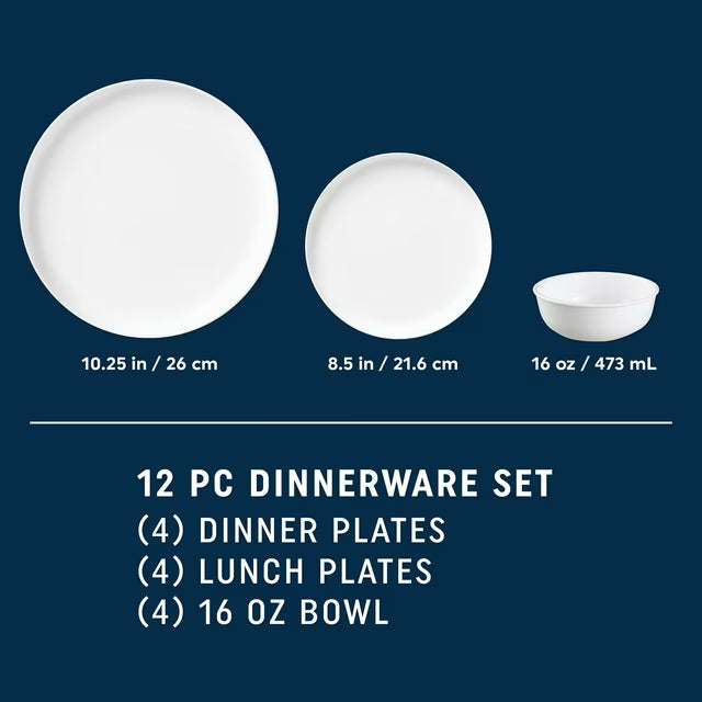 12-Piece Modern Round Dinnerware Set