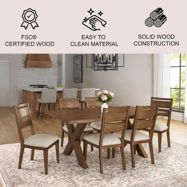 Hastings 7-Piece Dining Table Set, Brown