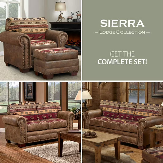 Sierra Lodge-Inspired Style, 4-Piece Living Room Set