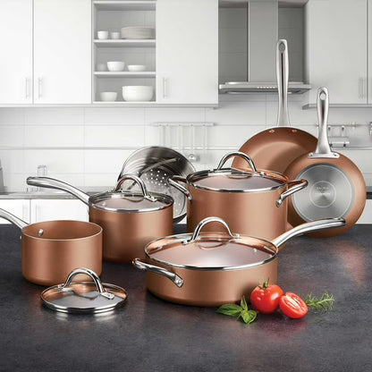 11-Piece Nonstick Cookware Set, Copper