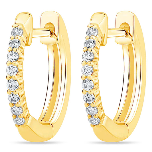 0.10 CT. T.W. Diamond Petite Hoop Earrings in 14K Gold