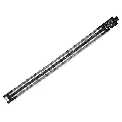 Stainless Steel with Black Spinel Gemstones Men's Bracelet