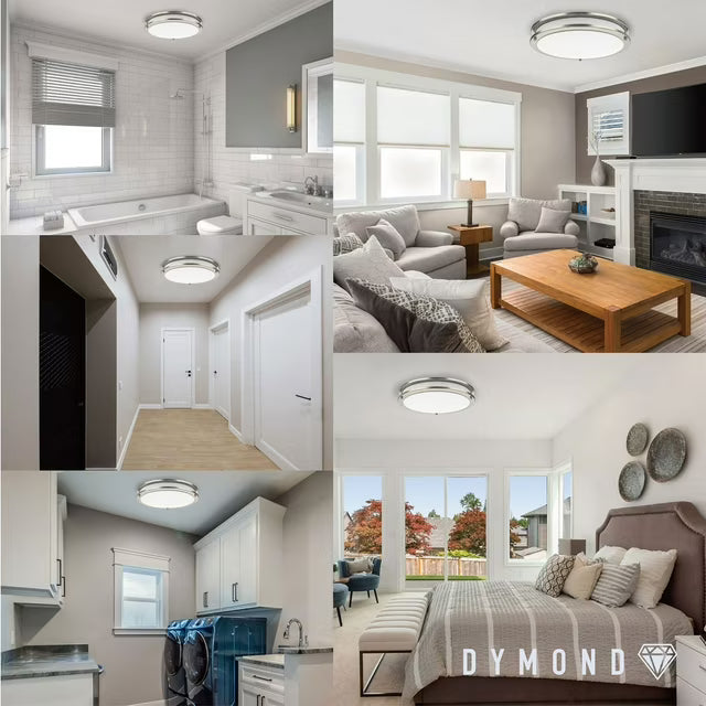 Ceiling Light Double Ring Flush Mount 12" 5CCT 2-Pack