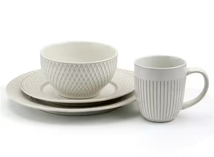 16-Piece Contemporary White Stoneware Dinnerware Set